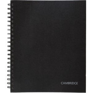 Mead Hardbound Business Notebook - Letter - 96 Sheets - Wire Bound - 0.28" Ruled - 20 lb Basis Weight - Letter - 8 1/2" x 11" - White Paper - BlackLinen Cover - Pocket, Tab, B