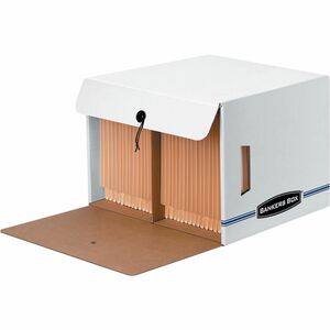 Bankers Box Side-Tab File Storage Boxes - Internal Dimensions: 15.25" Width x 13.50" Depth x 10.75" Height - External Dimensions: 16" Width x 14" Depth x 11.3" Height - Media