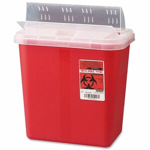 Covidien Sharps 2 Gallon Container with Lid - 2 gal Capacity - 12.8" Height x 10.5" Width x 7.3" Depth - Red - 1 Each