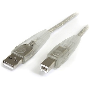 StarTech.com 10 ft Transparent USB 2.0 Cable - A to B - 1 x Type A Male - 1 x Type B Male USB - Transparent