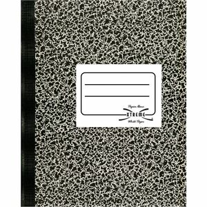 Rediform College Ruled Composition Books - 80 Sheets - Sewn - Wide Ruled - Ruled Red Margin - 7 7/8" x 10" - White Paper - Black Cover Marble - Subject - 1 Each
