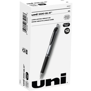 uniball™ Signo RT Gel Pen - Medium Pen Point - 0.7 mm Pen Point Size - Refillable - Retractable - Black Gel-based Ink - 1 Dozen