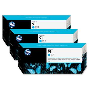 HP No. 91 Ink Cartridge, 3 pack - Cyan - C9483A