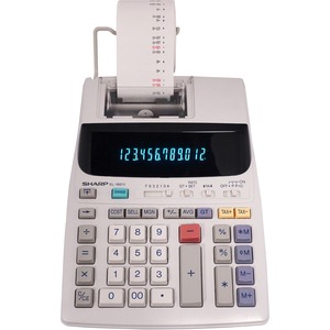 Sharp EL-1801V 12 Digit Printing Calculator - 2.1 LPS - Item Count, Paper Holder, Large Display, 4-Key Memory, Sign Change - Power Adapter Powered - 10.1" x 7.6" x 2.5" x 3.4"