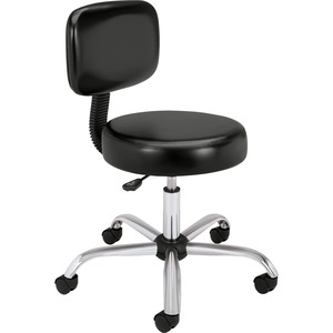 HON Medical Stool with Back, Black - 24.3" x 27.3" x 36" - Black