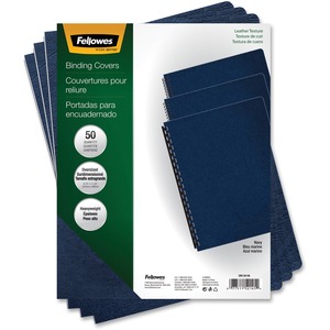 Fellowes Executive™ Presentation Covers - Oversize, Navy, 50 pack - 11.3" Height x 8.8" Width x 0.1" Depth - 8 3/4" x 11 1/4" Sheet - Rectangular - Vinyl - 50 / Pack