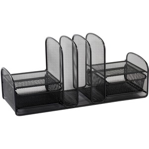 Safco Multipurpose Mesh Desktop Organizer - 7.75" Height x 17" Width x 6.75" Depth - Desktop - Black - 1 Each