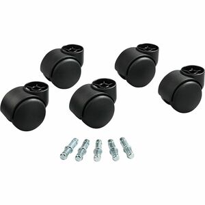 Master Manufacturing Deluxe Hooded Futura 2-3/16" - 5 Caster Set, Fits Euro-Style Office Chairs, For Carpeting, 1-1/2" Neck, 7/16" B & 3/8" K Stem - Includes 5 wheels and 10 s