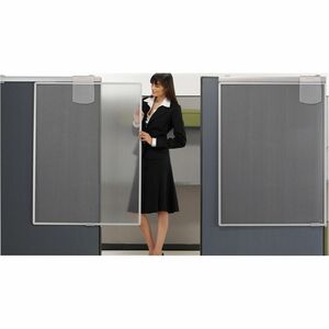 Quartet Workstation Sliding Privacy Screen - 36" Width x 48" Height x 1.3" Depth - Silver Aluminum Frame - Plastic - Silver - 1 Each