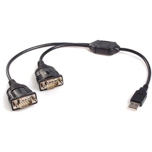 StarTech.com 2 Port USB to RS232 Serial DB9 Adapter Cable - 1 x Type A Male USB