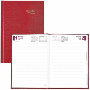 Brownline Daily Planner - Daily - 1 Year - January 2026 to December 2026 - 1 Day Single Page Layout - 5 3/4" x 8 1/4" Sheet Size - Desktop - Red Cover - Notepad - 1 Each
