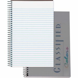 TOPS Classified Business Notebooks - Letter - 100 Sheets - Front Ruling Surface - 20 lb Basis Weight - Letter - 5 1/2" x 8 1/2" - GraphitePlastic Cover - Perforated - 1 Each
