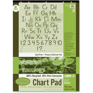 Decorol Recycled Chart Pad - 70 Sheets - Strip - Front Ruling Surface - Ruled - 1.50" Ruled - 24" x 32" - White Paper - Manuscript Cover - Eco-friendly, Acid-free, Padded, Tab