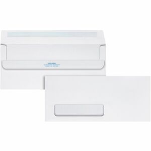 Quality Park No. 10 Single Window Envelope with a Self-Seal Closure - Single Window - #10 - 4 1/8" Width x 9 1/2" Length - 24 lb - Self-sealing - Wove - 500 / Box - White