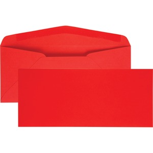 Quality Park No. 10 Bright Red Envelopes - Business - #10 - 4 1/8" Width x 9 1/2" Length - 60 lb - Adhesive - 25 / Pack - Red