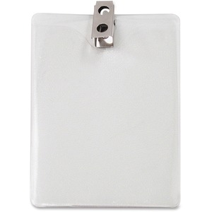 Advantus Vertical Badge Holder with Clip - 3" x 4" - Vinyl - 50 / Pack - Clear