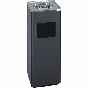 Safco Sandless Square Ash Urn/Trash Receptacle - 3 gal Capacity - Square - 24.8" Height x 9.5" Width x 9.5" Depth - Stainless Steel - Black - 1 Each