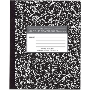 Roaring Spring Wide Ruled Flexible Cover Composition Book - 36 Sheets - 72 Pages - Printed - Sewn/Tapebound - Both Side Ruling Surface - Ruled Red Margin - 15 lb Basis Weight