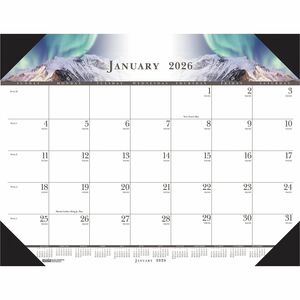 House of Doolittle Recycled Illustrated Desk Pad Calendar - Julian Dates - Monthly - January 2026 to December 2026 - 1 Month Single Page Layout - 22" x 17" Sheet Size - 2.38"