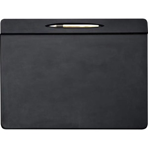 Dacasso Top Rail Pen Well Conference Pad - Rectangular - 17" Width x 14" Depth - Felt Backing - Leather - Black