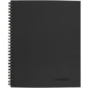 Cambridge Limited Business Notebooks - 80 Sheets - Wire Bound - Legal Ruled - 0.28" Ruled - 20 lb Basis Weight - 8 1/4" x 11" - Black Binding - BlackLinen Cover - Perforated,