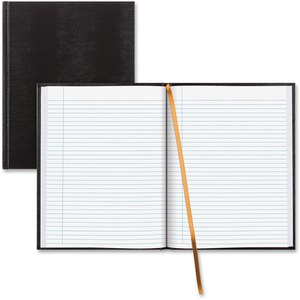 Blueline Hardbound Executive Journal - 150 Sheets - Perfect Bound - Ruled Margin - 11" x 8 1/2" - White Paper - Black Cover - Hard Cover - Recycled - 1 Each