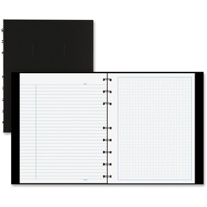 Blueline NotePro Ruled Notebook - Julian Dates - Daily - 7:00 AM to 8:00 PM - Half-hourly - 7 5/8" x 9 1/2" Sheet Size - Twin Wire - White - Paper - Black Cover - Micro Perfor
