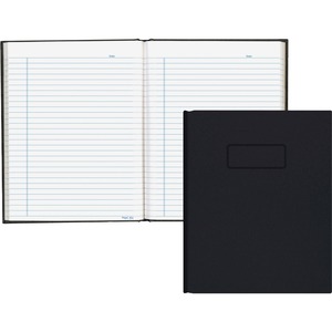 Blueline Hardbound Business Books - 96 Sheets - 192 Pages - Perfect Bound - Ruled Blue Margin - 9 1/4" x 7 1/4" - White Paper - Black Cover - Hard Cover, Self-adhesive, Index
