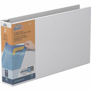 QuickFit Heavy-Duty Landscape 3-Ring Binder, D-Ring, View Binder, 2 Inch, White - 2" Binder Capacity - 11" x 17" Sheet Size - 475 Sheet Capacity - 3 x 2" Ring - Fastener: D-Ri