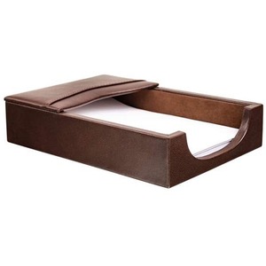 Dacasso Leather Memo Holder - 4" Height x 6" Width - Leather - Brown - 1 Each