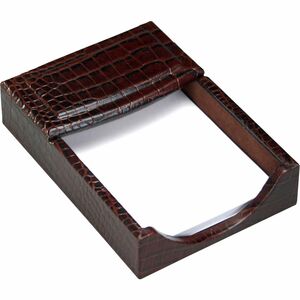 Dacasso Crocodile Embossed Memory Holder - Leather - Brown - 1 Each