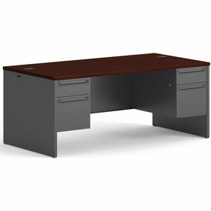 HON 38000 H38180 Pedestal Desk - 29.5" Height x 72" Width x 36" Depth - 4 x Box, File Drawer(s) - Double Pedestal - Waterfall Edge - Finish: Charcoal - 1 Each
