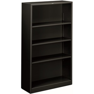 HON Brigade Steel Bookcase | 4 Shelves | 34-1/2"W | Black Finish - 4 Shelf(ves) - 59" Height x 34.50" Width x 12.62" Depth - Adjustable Shelf, Reinforced, Welded, Durable, Com
