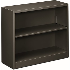 HON Brigade Steel Bookcase | 2 Shelves | 34-1/2"W | Charcoal Finish - 2 Shelf(ves) - 29" Height x 34.50" Width x 12.63" Depth - Adjustable Shelf, Reinforced, Welded, Durable,