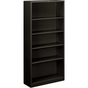 HON Brigade Steel Bookcase | 5 Shelves | 34-1/2"W | Black Finish - 5 Shelf(ves) - 71" Height x 34.50" Width x 12.62" Depth - Adjustable Shelf, Reinforced, Welded, Durable, Com