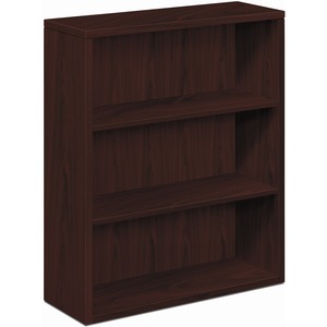 HON 10500 H105533 Bookcase - 43.4" Height x 36" Width x 13.1" Depth - 3 Shelve(s) - Flat Edge - Finish: Mahogany - 1 Each