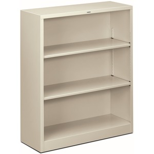HON Brigade Steel Bookcase | 3 Shelves | 34-1/2"W | Light Gray Finish - 3 Shelf(ves) - 41" Height x 34.50" Width x 12.63" Depth - Adjustable Shelf, Reinforced, Welded, Durable