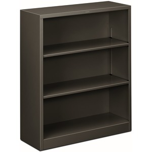 HON Brigade Steel Bookcase | 3 Shelves | 34-1/2"W | Charcoal Finish - 3 Shelf(ves) - 41" Height x 34.50" Width x 12.63" Depth - Adjustable Shelf, Reinforced, Welded, Durable,