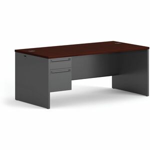 HON 38000 H38294L Pedestal Desk - 29.5" Height x 72" Width x 36" Depth - 2 x Box, File Drawer(s)Left Side - Waterfall Edge - Finish: Charcoal - 1 Each