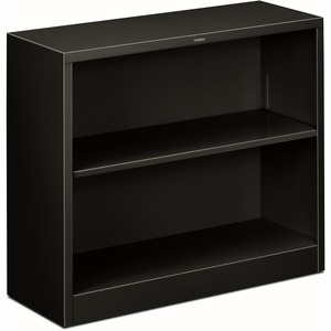 HON Brigade Steel Bookcase | 2 Shelves | 34-1/2"W | Black Finish - 2 Shelf(ves) - 29" Height x 34.50" Width x 12.63" Depth - Adjustable Shelf, Reinforced, Welded, Durable, Com