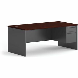 HON 38000 H38293R Pedestal Desk - 29.5" Height x 72" Width x 36" Depth - 2 x Box, File Drawer(s)Right Side - Waterfall Edge - Finish: Charcoal - 1 Each