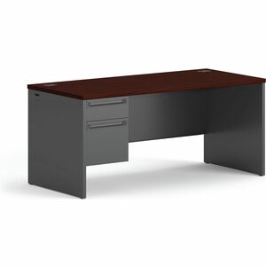 HON 38000 H38292L Pedestal Desk - 29.5" Height x 66" Width x 30" Depth - 2 x Box, File Drawer(s)Left Side - Waterfall Edge - Finish: Charcoal - 1 Each