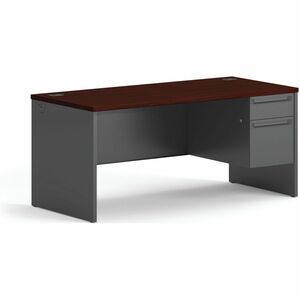 HON 38000 H38291R Pedestal Desk - 29.5" Height x 66" Width x 30" Depth - 2 x Box, File Drawer(s)Right Side - Waterfall Edge - Finish: Charcoal - 1 Each