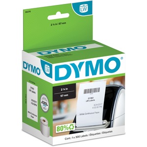 Dymo LabelWriters Continuous Roll Labels - 2 1/4" x 300 ft - 13.28 oz Basis Weight - 1 / Roll - White