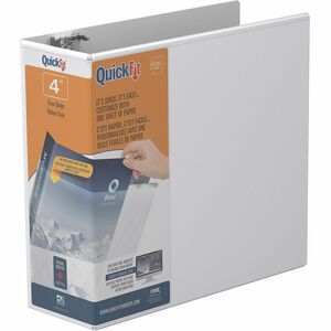 QuickFit View Binder, 3-Ring Binder, Angle D Ring, 4 Inch, White - 4" Binder Capacity - 8 1/2" x 11" Sheet Size - 750 Sheet Capacity - 3 x 4" Ring - Fastener: D-Ring - Polypro