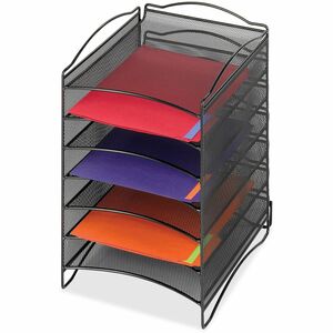 Safco 6-Compartment Mesh Desktop Organizer - 6 Compartment(s) - Compartment Size : 1.75" x 9.50" x 12.25" - 15.25" Height x 10.25" Width x 12.75" Depth - Desktop - Stackable -