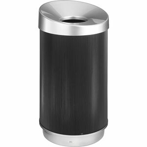 Safco At-Your-Disposal Vertex Waste Receptacle - 38 gal Capacity - Round - 38" Height x 36" Width x 20" Depth x 20" Diameter - Plastic - Black, Silver - 1 Each