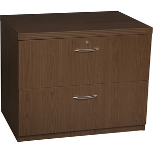 Safco Aberdeen Series Lateral File - 2-Drawer - 29.5" Height x 36" Width x 24" Depth - 2 - Fluted Edge - Material: Particleboard, Veneer - Finish: Laminate, Mocha - Abrasion R