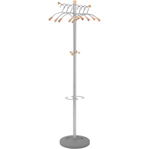 Alba Coat Tree Costumer - 4 Hooks - 6 Hangers - 2 Pegs - 68.5" Height x 19.3" Width - for Garment - Wood, Metal - Chrome - 1 Each