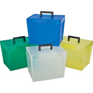 Pendaflex File Box with Handles - External Dimensions: 13.5" Width x 10.3" Depth x 10.9"Height - Media Size Supported: Letter - Latching Closure - Plastic - Clear, Yellow, Gre